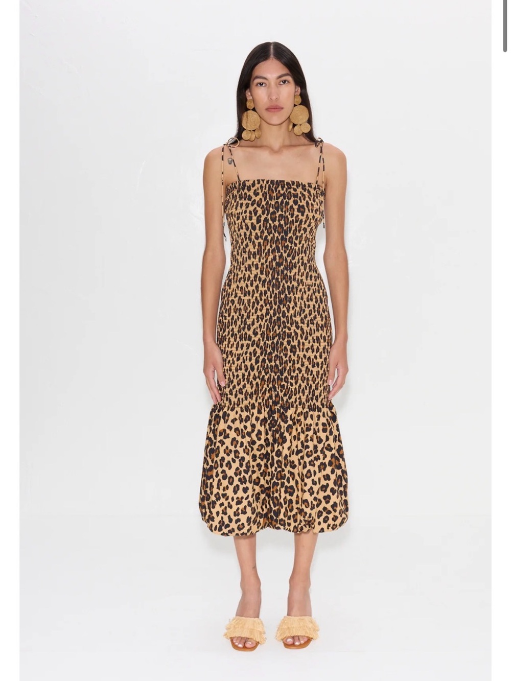 Simon Miller CANTO SMOCKED POPLIN DRESS IN CHEETAH